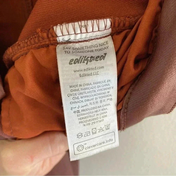 Edikted Faux Leather Pants Brown Sz Large - Picture 6 of 9